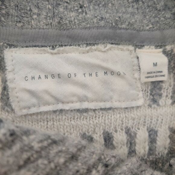 Change Of The Moon Anthropologie Sweater M Pullover Gray Cream‎ Stripe Wool - Picture 4 of 6
